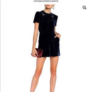 Sandro Paris blue velvet jumpsuit